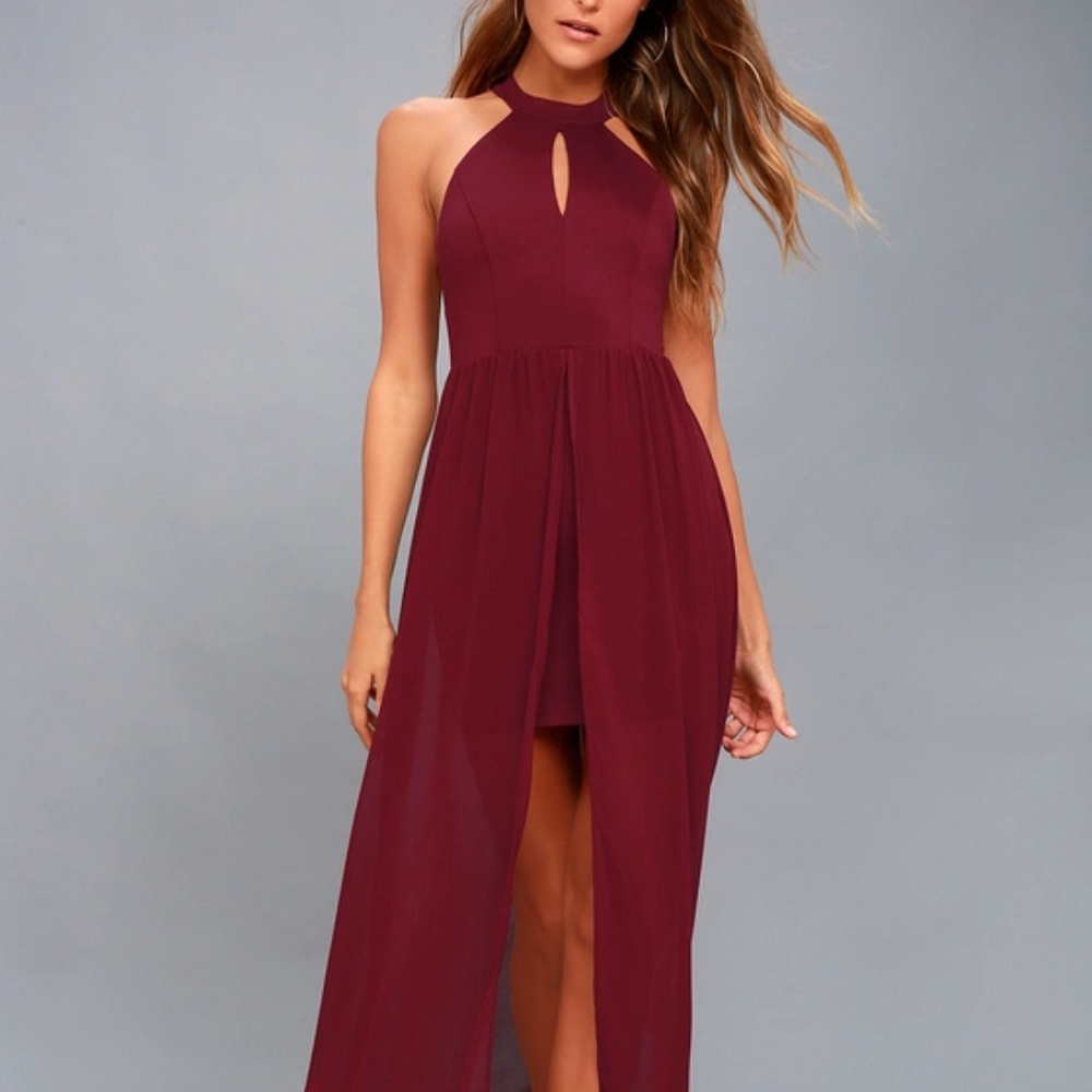 Lulu's My Beloved Burgundy Maxi Dress S